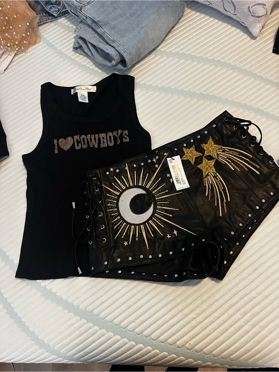 Nasty Gal Pants - Nasty Gal Leather Star Shorts
